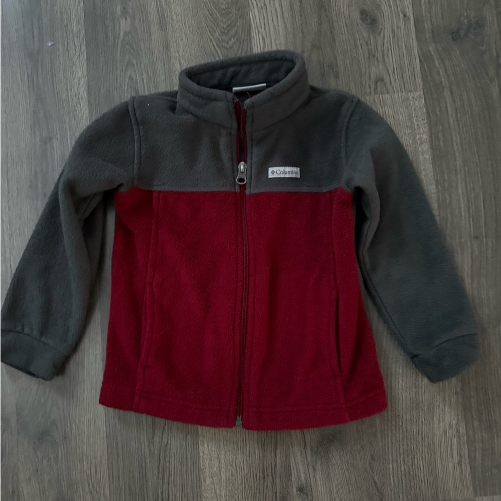 Columbia Two-Tone Fleece Jacket - Gray & Wine Red